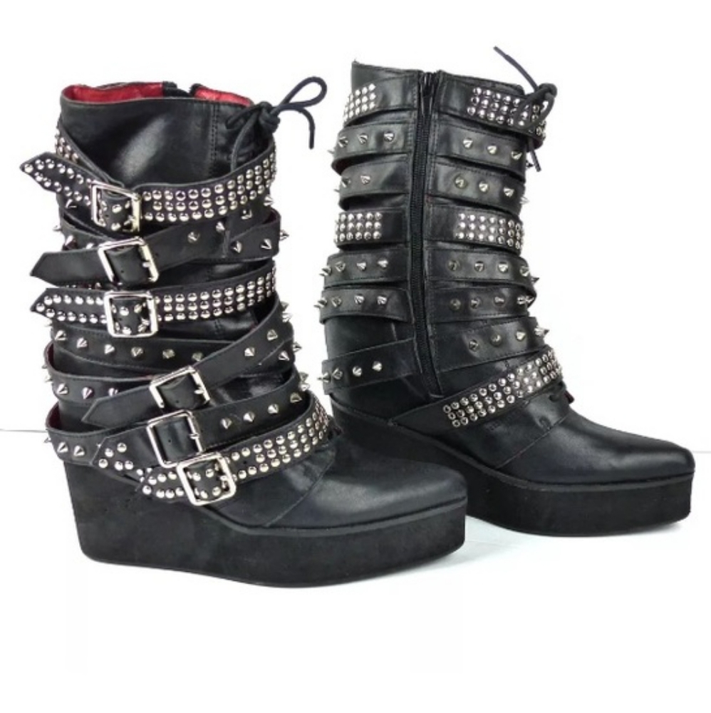 🔥JC Lucius Platform Studded Leather Boots🔥